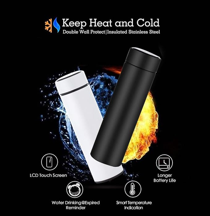 Insulated Hot & Cold Water Bottle with LED Display 500ml Premium Flask