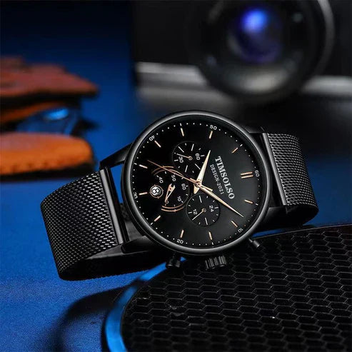 Luxury Feel Everyday Wear  Ultra Slim Calendar Quartz Watch
