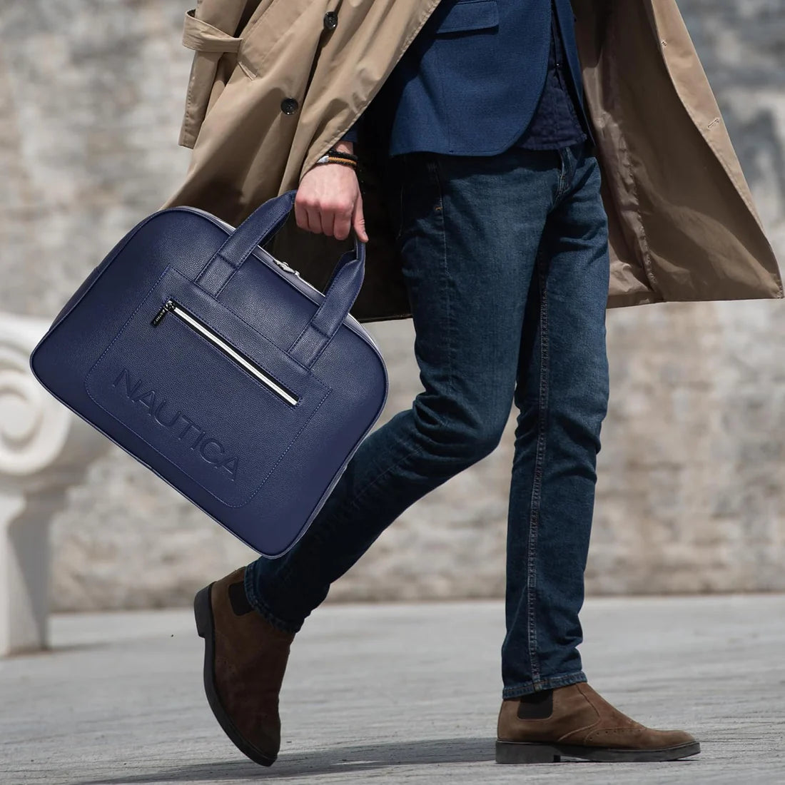 Nautica Leatherette Duffel Bag Travel Smart Carry in Style