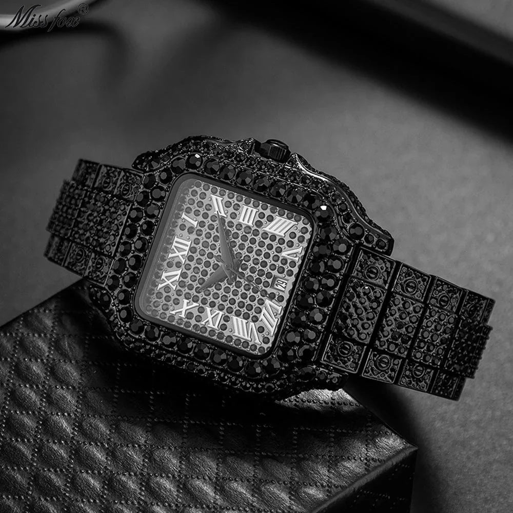Iced Out Diamond Quartz Watch European Hip Hop Luxe