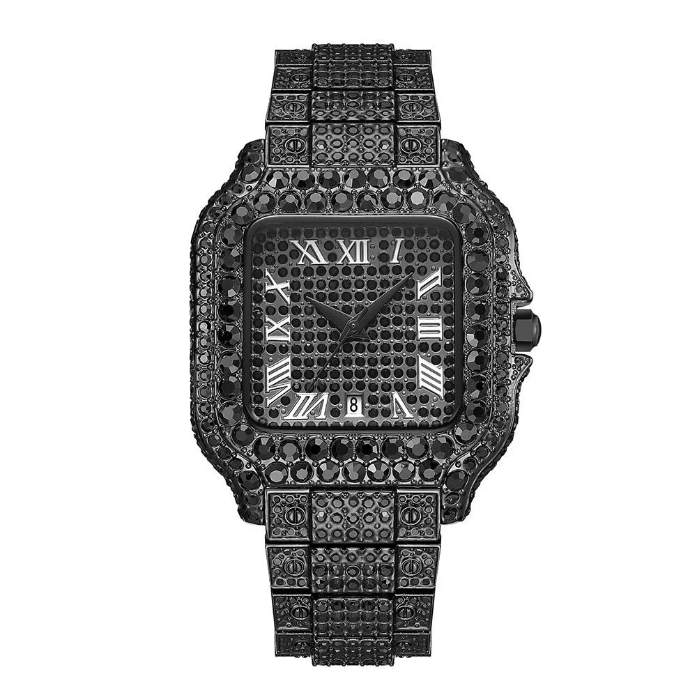 Iced Out Diamond Quartz Watch European Hip Hop Luxe